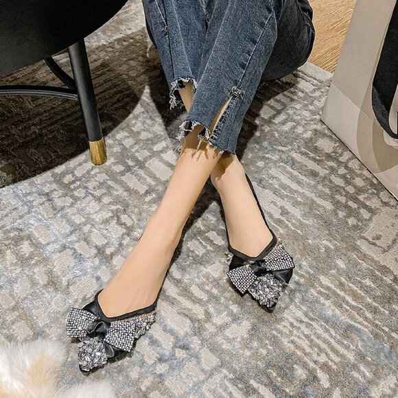 Qxcgdyxt Flat Shoes Women Black Polyurethane (PU)  Ballet Flat Shoe Low Heel - Picture 8 of 8